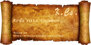 Kránitz Csombor névjegykártya